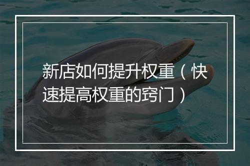 新店如何提升权重（快速提高权重的窍门）