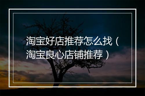 淘宝好店推荐怎么找（淘宝良心店铺推荐）