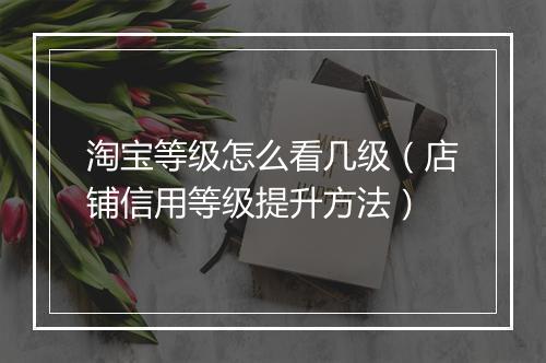 淘宝等级怎么看几级（店铺信用等级提升方法）