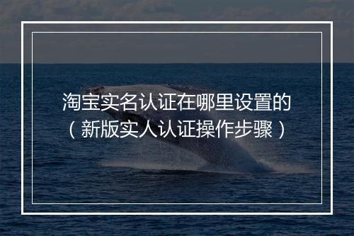 淘宝实名认证在哪里设置的（新版实人认证操作步骤）