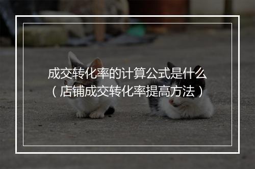 成交转化率的计算公式是什么（店铺成交转化率提高方法）