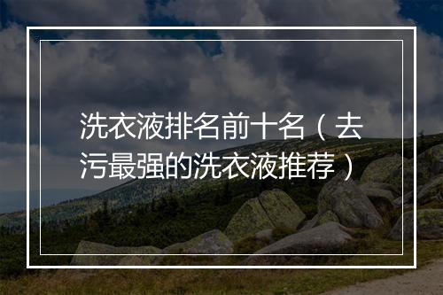 洗衣液排名前十名（去污最强的洗衣液推荐）