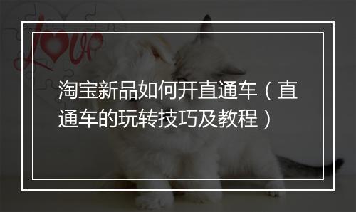 淘宝新品如何开直通车（直通车的玩转技巧及教程）