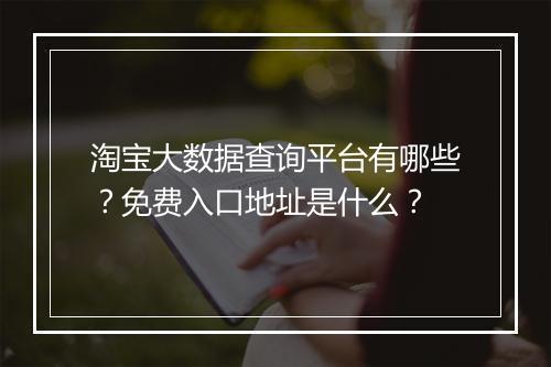 淘宝大数据查询平台有哪些？免费入口地址是什么？