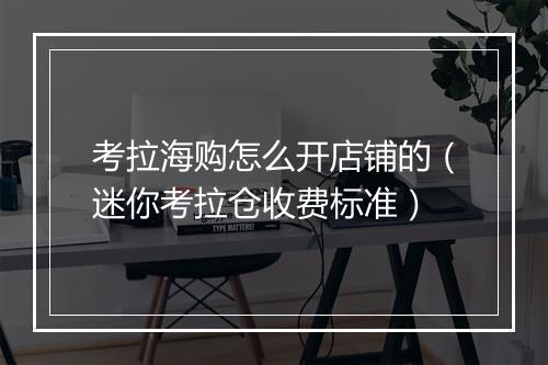考拉海购怎么开店铺的（迷你考拉仓收费标准）