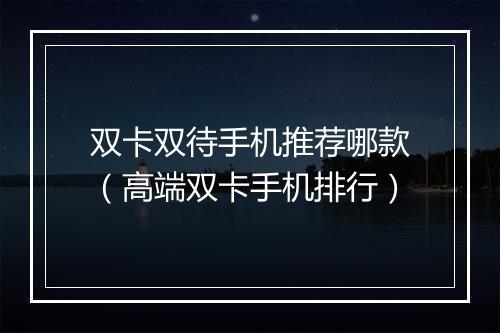双卡双待手机推荐哪款（高端双卡手机排行）
