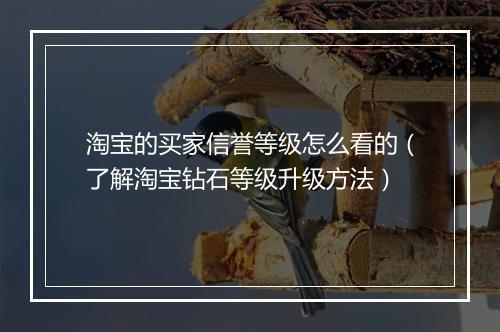 淘宝的买家信誉等级怎么看的（了解淘宝钻石等级升级方法）
