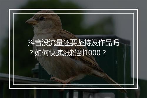 抖音没流量还要坚持发作品吗？如何快速涨粉到1000？