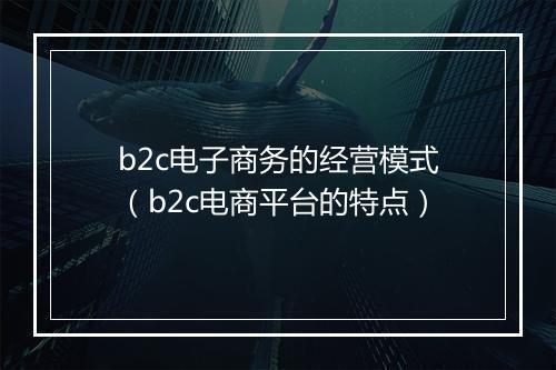 b2c电子商务的经营模式（b2c电商平台的特点）