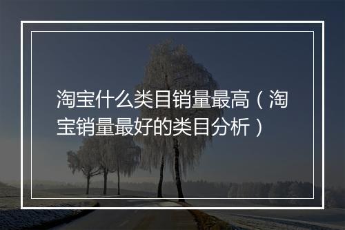 淘宝什么类目销量最高（淘宝销量最好的类目分析）