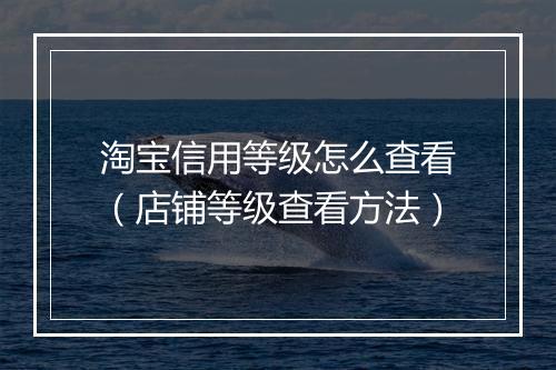 淘宝信用等级怎么查看（店铺等级查看方法）