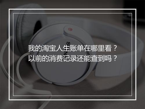 我的淘宝人生账单在哪里看？以前的消费记录还能查到吗？