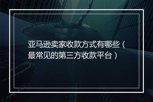 亚马逊卖家收款方式有哪些（最常见的第三方收款平台）