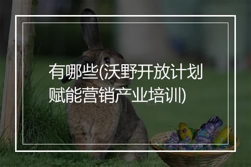有哪些(沃野开放计划赋能营销产业培训)