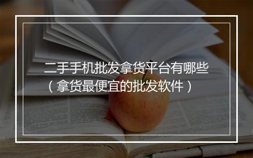 二手手机批发拿货平台有哪些（拿货最便宜的批发软件）