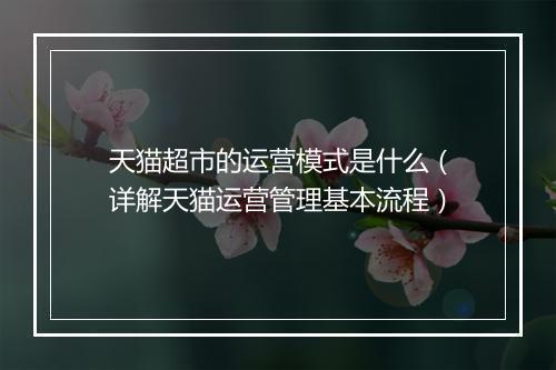 天猫超市的运营模式是什么（详解天猫运营管理基本流程）