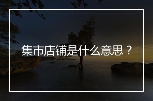 集市店铺是什么意思？