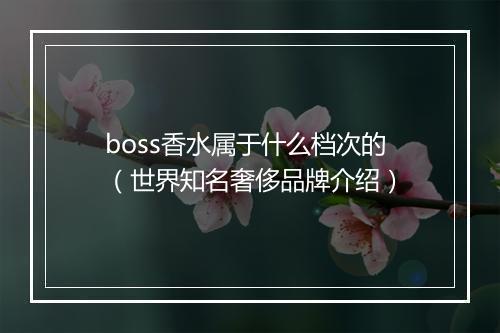 boss香水属于什么档次的（世界知名奢侈品牌介绍）