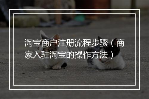 淘宝商户注册流程步骤（商家入驻淘宝的操作方法）