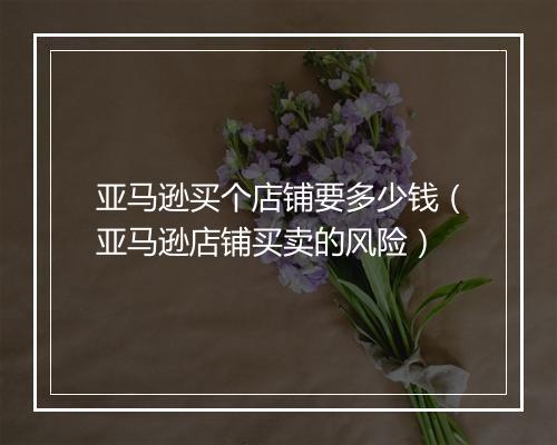 亚马逊买个店铺要多少钱（亚马逊店铺买卖的风险）