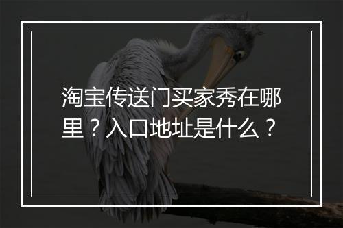 淘宝传送门买家秀在哪里？入口地址是什么？