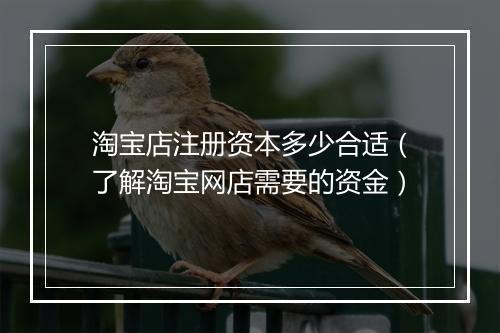 淘宝店注册资本多少合适（了解淘宝网店需要的资金）