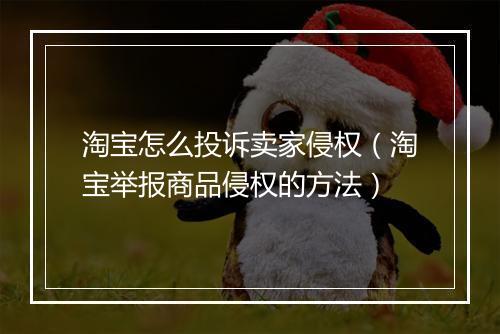 淘宝怎么投诉卖家侵权（淘宝举报商品侵权的方法）