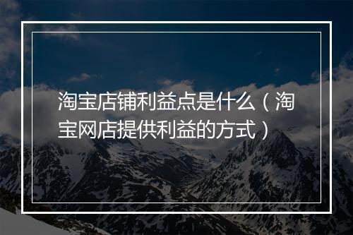 淘宝店铺利益点是什么（淘宝网店提供利益的方式）