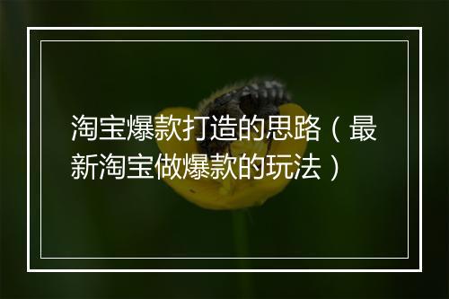 淘宝爆款打造的思路（最新淘宝做爆款的玩法）