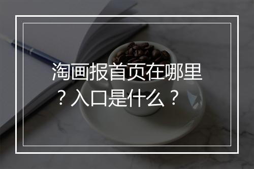 淘画报首页在哪里？入口是什么？