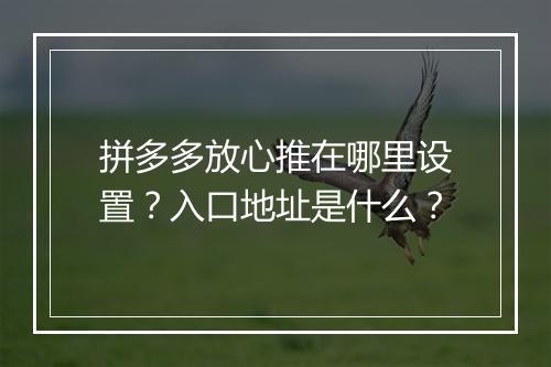 拼多多放心推在哪里设置？入口地址是什么？