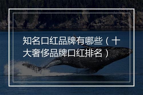 知名口红品牌有哪些（十大奢侈品牌口红排名）