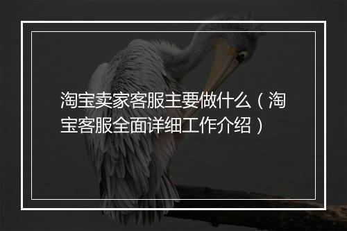 淘宝卖家客服主要做什么（淘宝客服全面详细工作介绍）
