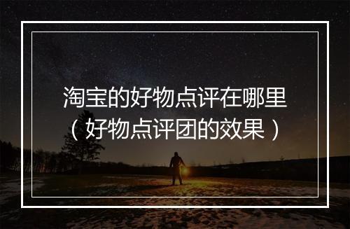 淘宝的好物点评在哪里（好物点评团的效果）