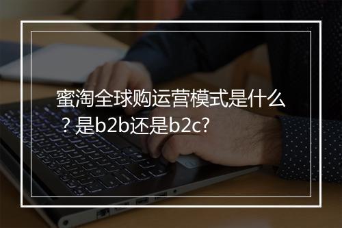 蜜淘全球购运营模式是什么？是b2b还是b2c?
