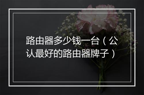 路由器多少钱一台（公认最好的路由器牌子）