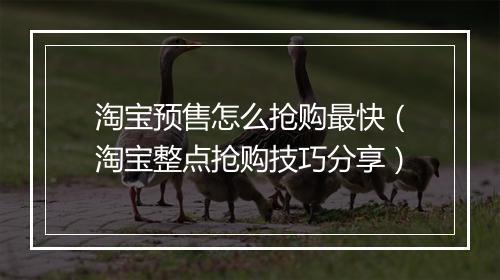 淘宝预售怎么抢购最快（淘宝整点抢购技巧分享）