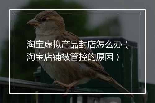 淘宝虚拟产品封店怎么办（淘宝店铺被管控的原因）