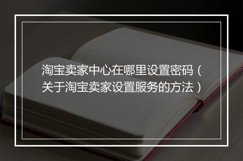 淘宝卖家中心在哪里设置密码（关于淘宝卖家设置服务的方法）