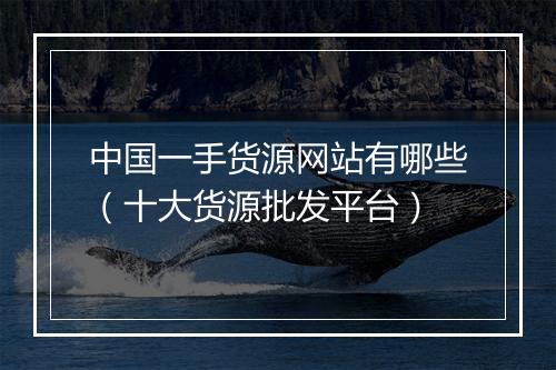 中国一手货源网站有哪些（十大货源批发平台）