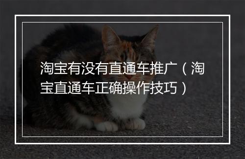 淘宝有没有直通车推广（淘宝直通车正确操作技巧）