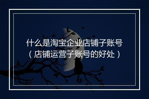 什么是淘宝企业店铺子账号（店铺运营子账号的好处）