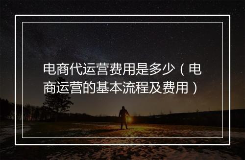 电商代运营费用是多少（电商运营的基本流程及费用）