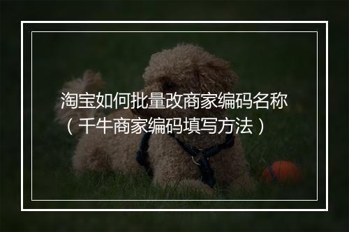 淘宝如何批量改商家编码名称（千牛商家编码填写方法）
