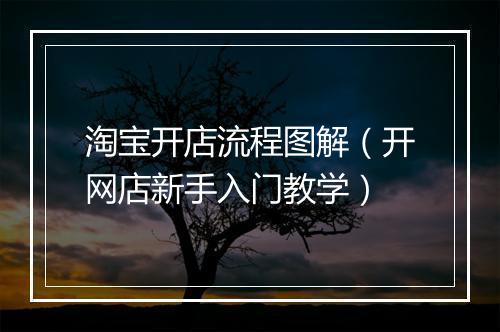 淘宝开店流程图解（开网店新手入门教学）