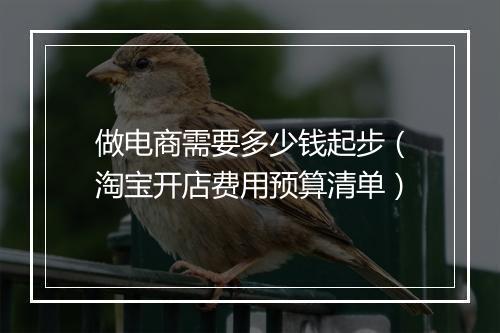 做电商需要多少钱起步（淘宝开店费用预算清单）