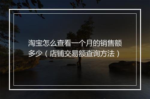 淘宝怎么查看一个月的销售额多少（店铺交易额查询方法）