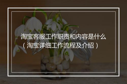 淘宝客服工作职责和内容是什么（淘宝详细工作流程及介绍）