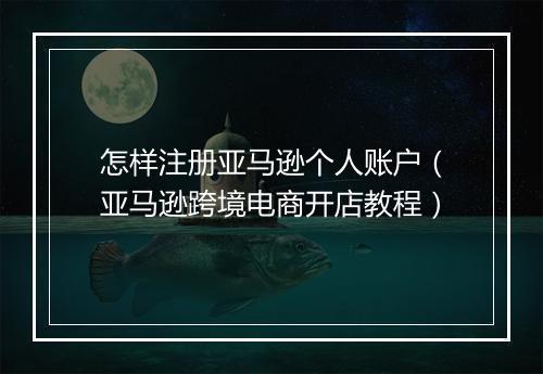 怎样注册亚马逊个人账户（亚马逊跨境电商开店教程）