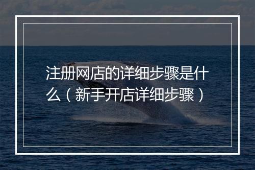 注册网店的详细步骤是什么（新手开店详细步骤）